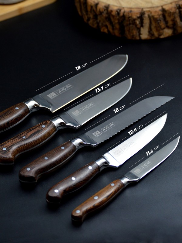 Bıçak Seti Ahşap Kütüklü 5'li Premium Bıçak Seti Ahşap Kütüklü 5'li Premium