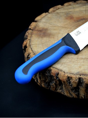 Kasap / Et Bıçağı Renkli Kaydırmaz Sap 20.5 cm İsme Özel (Mavi)