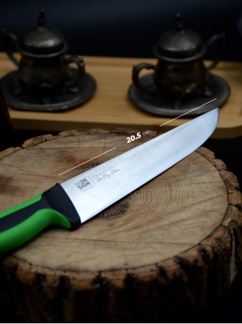 Kasap / Et Bıçağı Renkli Kaydırmaz Sap 20.5 cm İsme Özel (Yeşil)