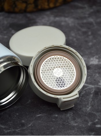 Süzgeçli Termos Paslanmaz Çelik İsme Özel Baskılı Beyaz