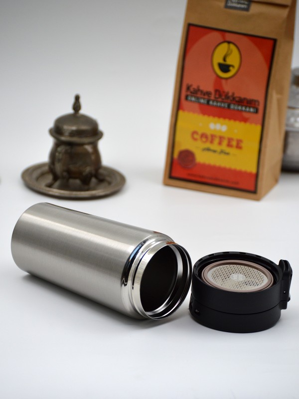 Süzgeçli Termos Paslanmaz Çelik İsme Özel Baskılı Krom Süzgeçli Termos Paslanmaz Çelik İsme Özel Baskılı Krom